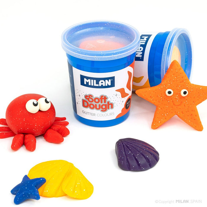 Milan Soft Dough Assorted Glitter Colours Pack of 5 Colours CX214410