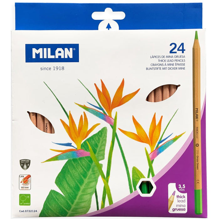 Milan Thick Lead Assorted Colour Coloured Pencils 24's pack CX214401