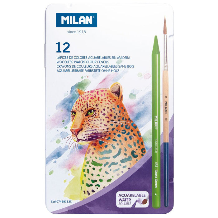 Milan Water Soluble Wood Free Coloured Pencils Set 13 Pieces CX214427