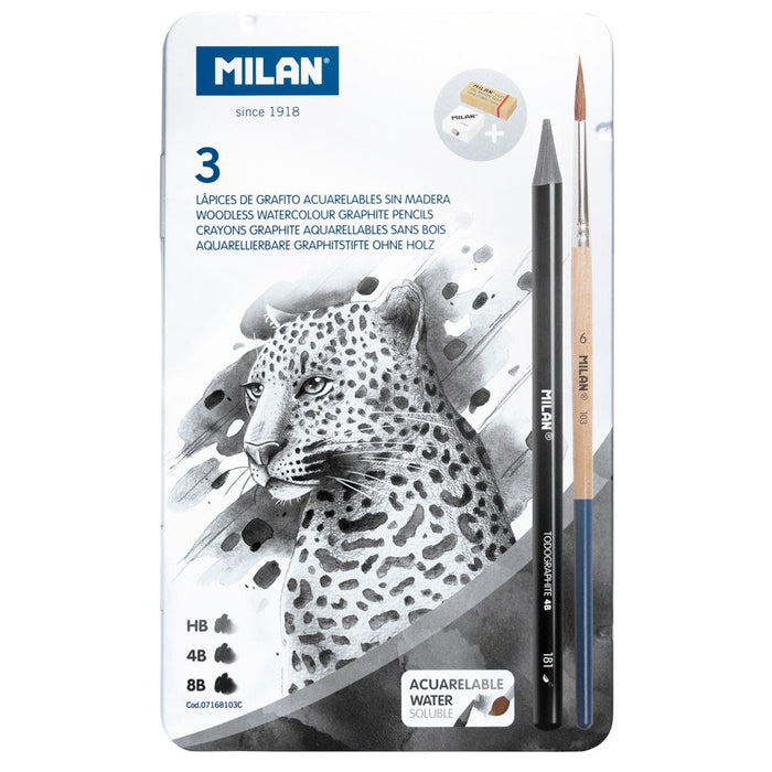 Milan Water Soluble Wood Free Graphite Pencils Set 6 Pieces CX214426