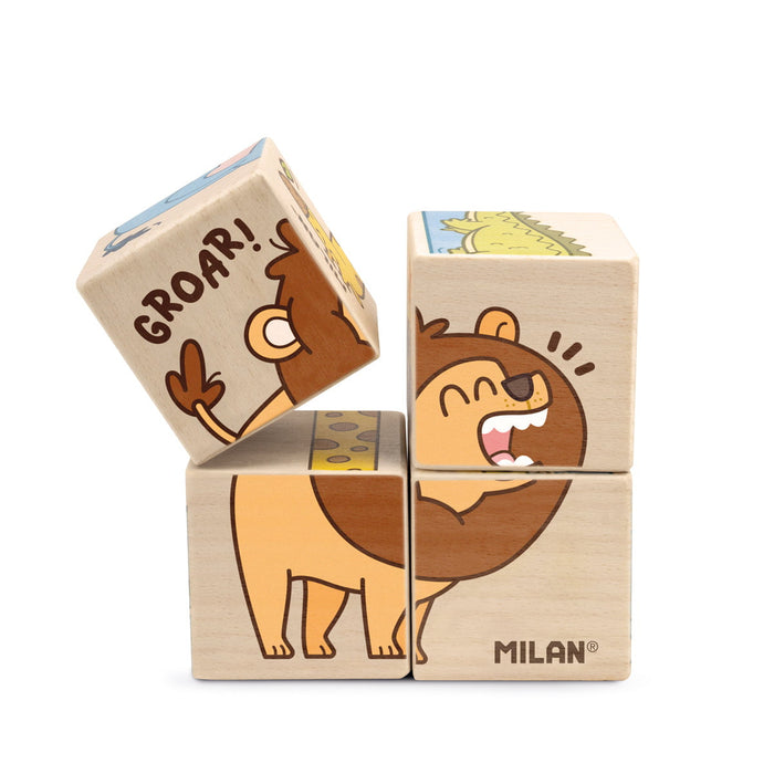 Milan Wooden Educational Wild Safari Cube Puzzle CX1002246