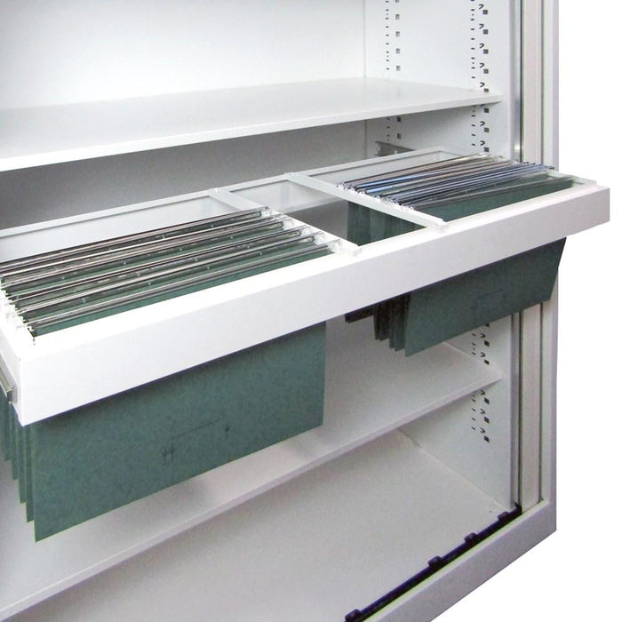 Milano 1200mm Tambour Roll-Out Suspension File Rack - White MG_MLTAMSF12_W