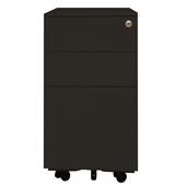Milano Metal 2 Draw plus File Storage Mobile Slimline Cabinet - Black (300mm width) MG_MILMOB_300B