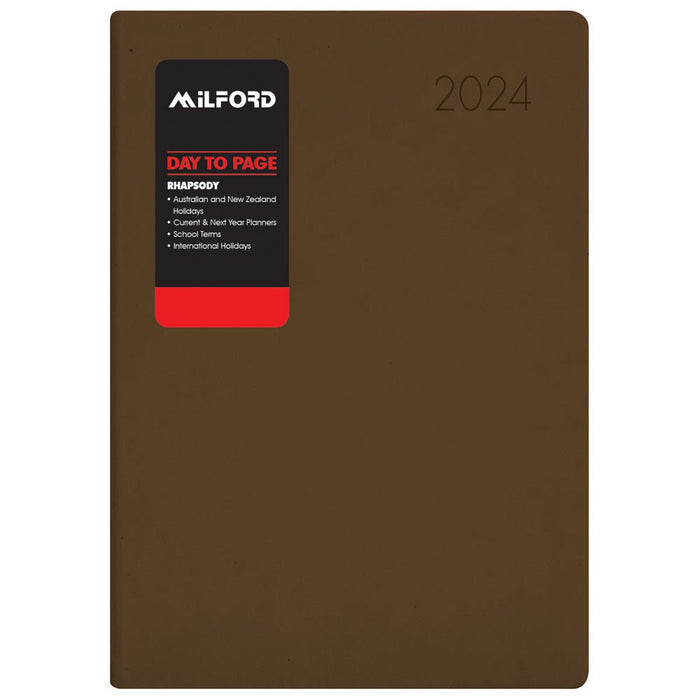 Milford Rhapsody 2024 A41 Day To Page Diary, Coffee CX11300797