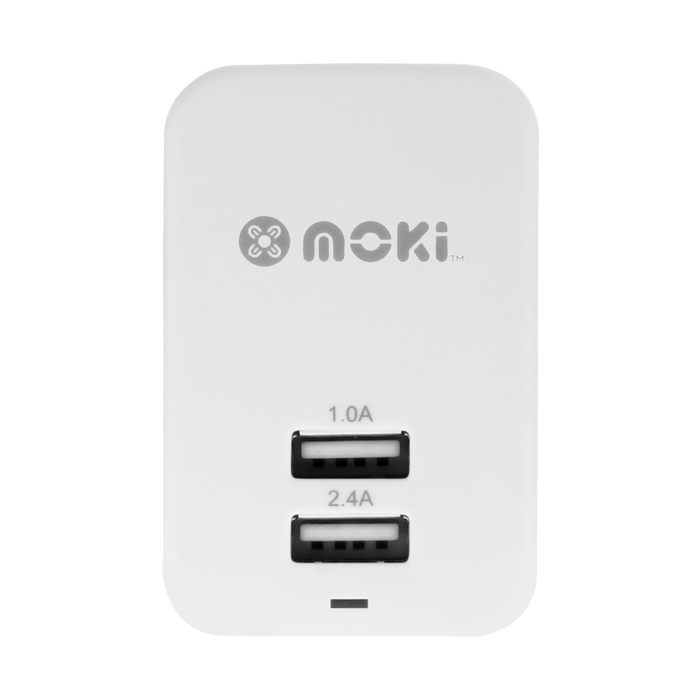 Moki Dual USB Wall Charger - White MKACC-MUSBWW
