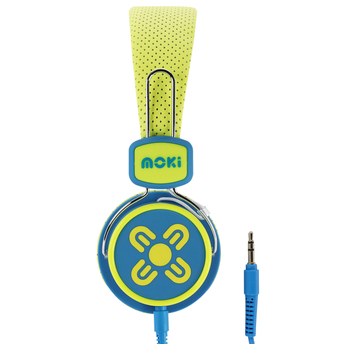 Moki Kid Safe Headphones Volume Limited Over Ear - Yellow/Blue MKACC-HPKSYB