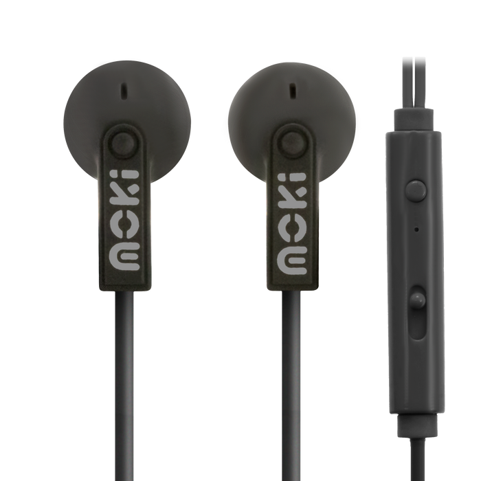 Moki Noise Isolation Earbuds + Microphone & Control - Black MKACC-HCBMK