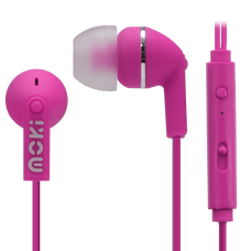 Moki Noise Isolation Earbuds + Microphone & Control - Pink MKACC-HCBMP