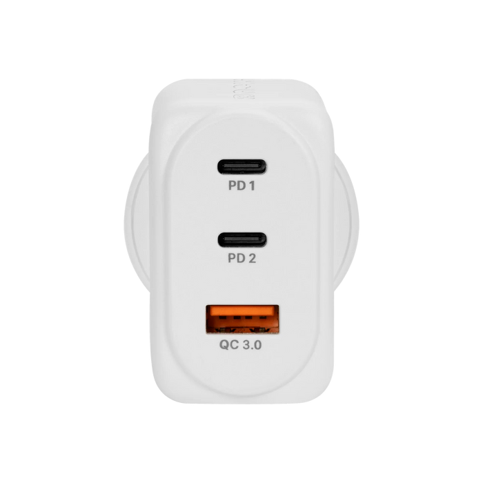 Moki PD 65W GaN Wall Charger - 2 x PD USB-C +QC 3.0 USB-A MKACC-PDW65