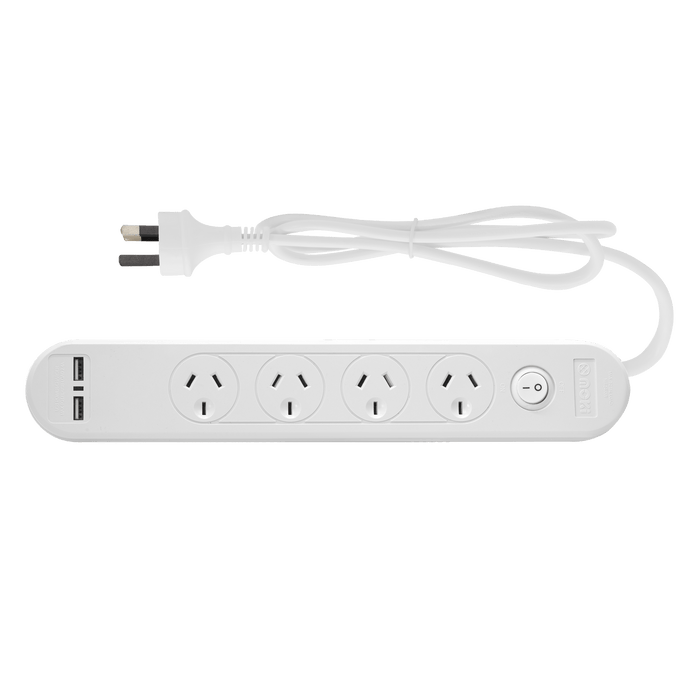Moki Powerboard - 4 Socket + 2 USB-A + 1 Switch MKACC-PAUSB4
