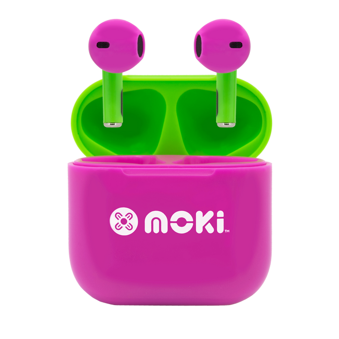 MokiPods Mini TWS Earphones for Kids Volume Limited - Pink/Green MKACC-MPMPMPG