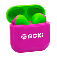 MokiPods Mini TWS Earphones for Kids Volume Limited - Pink/Green MKACC-MPMPMPG