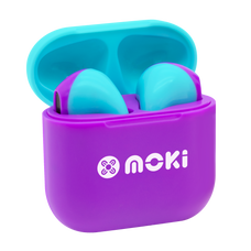 MokiPods Mini TWS Earphones for Kids Volume Limited - Purple/Aqua MKACC-MPMPMPA