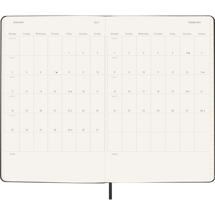 Moleskine 2026/2027 18 Months Daily Planner, Hard Cover, 130mm × 210mm Large, Black CX1002553