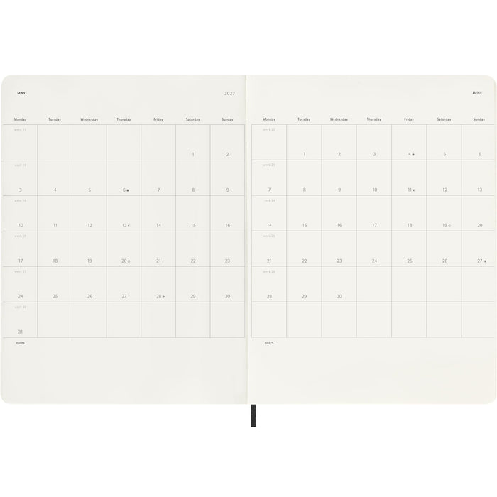 Moleskine 2026/2027 18 Months Weekly + Notes Diary, Soft Cover, 190mm × 250mm XL, Black CX1002556