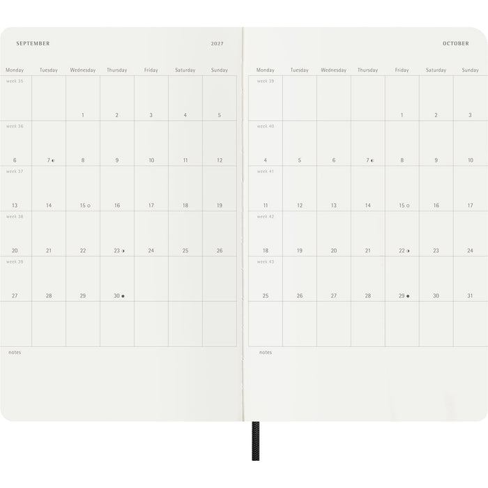 Moleskine 2026/2027 Diary, 18 Months Weekly + Notes, Soft Cover, 130mm × 210mm Large, Black CX1002557