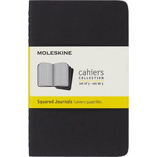 Moleskine 90mm x 140mm Pocket Size Cahier Journals, Black Square, Pack of 3 CXMQP312
