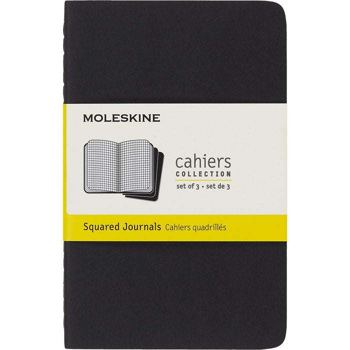 Moleskine 90mm x 140mm Pocket Size Cahier Journals, Black Square, Pack of 3 CXMQP312