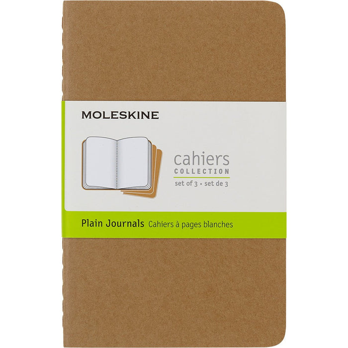 Moleskine 90mm x 140mm Pocket Size Cahier Plain Notebook, Kraft Brown, Pack of 3 CXMQP413