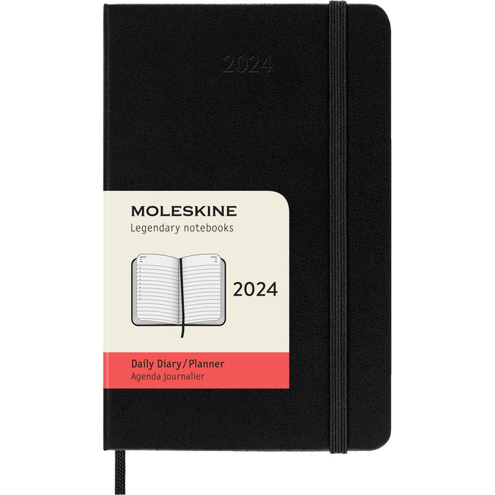 Moleskine 90mm x 140mm Pocket Size Diary, 12 Month, Hard Cover, Black CXMDHB12DC2Y24
