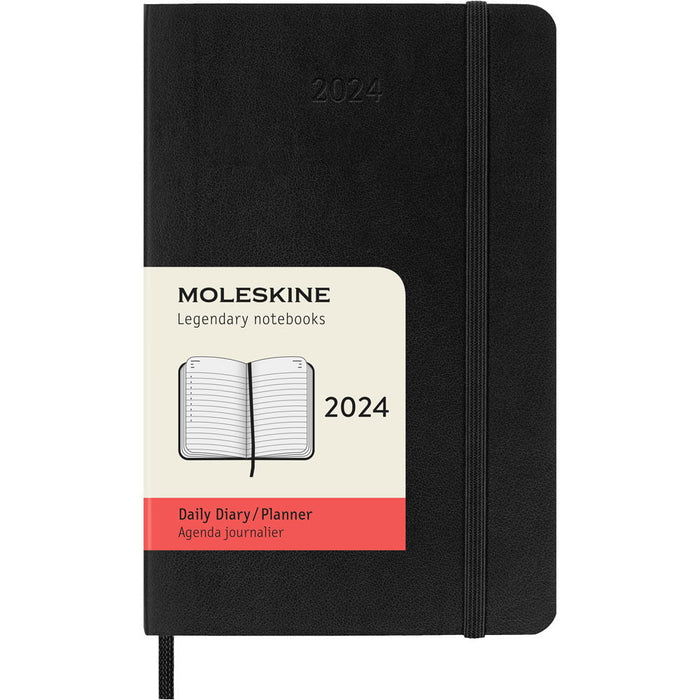 Moleskine 90mm x 140mm Pocket Size Diary, 12 Month, Soft Cover, Black CXMDSB12DC2Y24