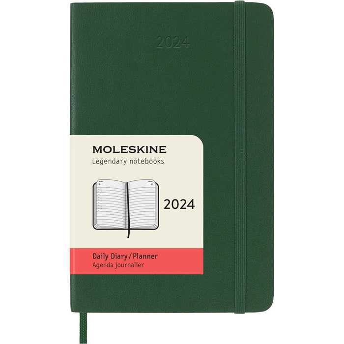Moleskine 90mm x 140mm Pocket Size Diary, 12 Month, Soft Cover, Myrtle Green CXMDSK1512DC2Y24