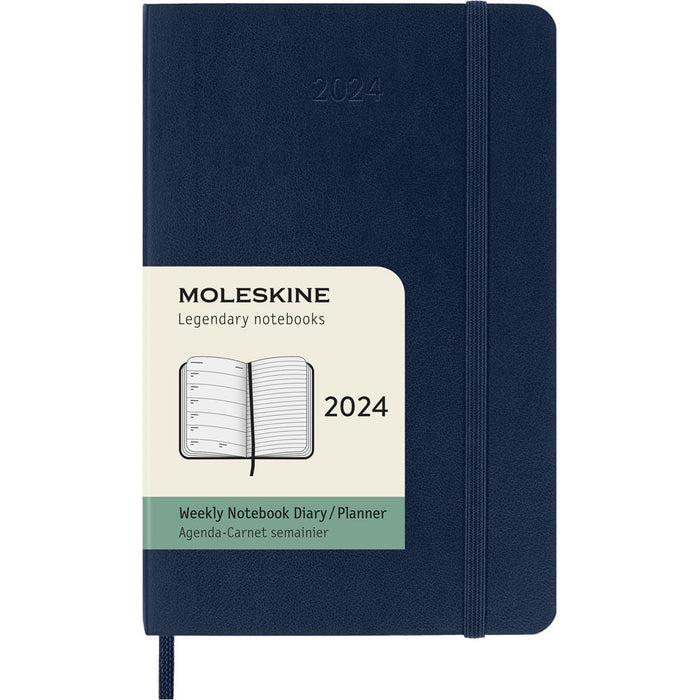 Moleskine 90mm x 140mm Pocket Size Diary 12 Month Weekly + Notes, Soft Cover, Sapphire Blue CXMDSB2012WN2Y24