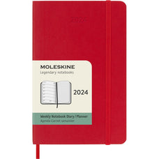 Moleskine 90mm x 140mm Pocket Size Diary 12 Month Weekly + Notes, Soft Cover, Scarlet Red CXMDSF212WN2Y24