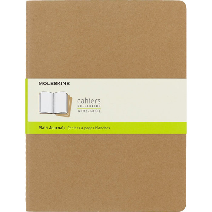 Moleskine Cahier Journal, 190mm x 250mm XL Size, Plain, Kraft Brown, 3 Pack CXMQP423