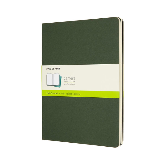 Moleskine Cahier Journal, 190mm x 250mm XL Size, Plain, Myrtle Green, 3 Pack CXMCH023K15