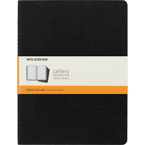 Moleskine Cahier Journal, 190mm x 250mm XL Size, Ruled, Black, 3 Pack ...