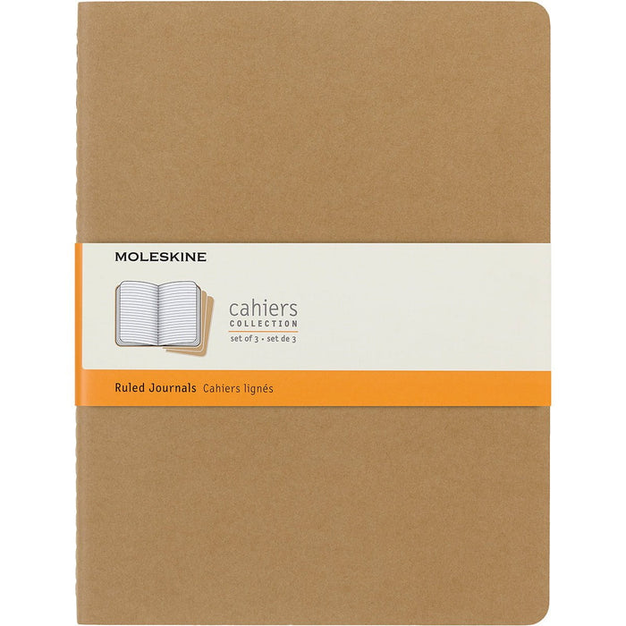 Moleskine Cahier Journal, 190mm x 250mm XL Size, Ruled, Kraft Brown, 3 Pack CXMQP421