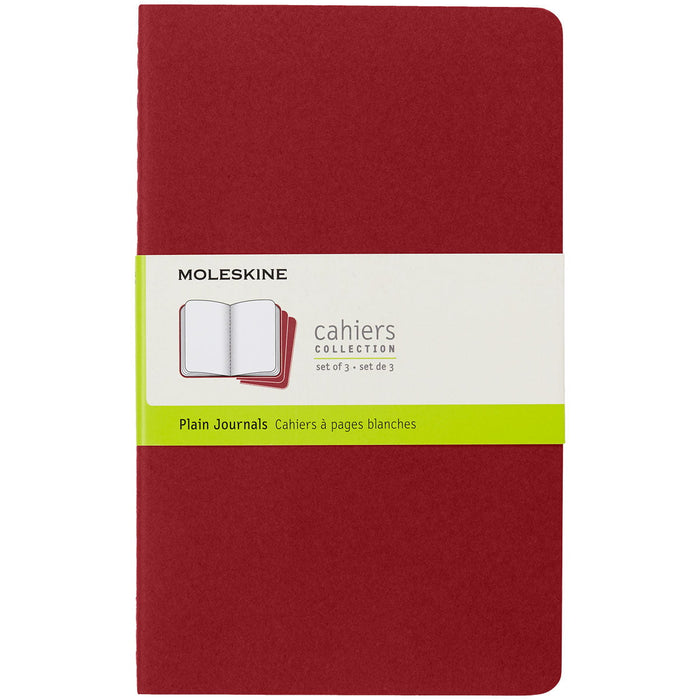 Moleskine Cahier Plain 13cm × 21cm Notebook (3 Pack) - Cranberry Red CXMCH118