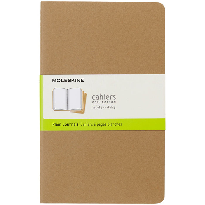 Moleskine Cahier Plain 13cm × 21cm Notebook (3 Pack) - Kraft Brown CXMQP418
