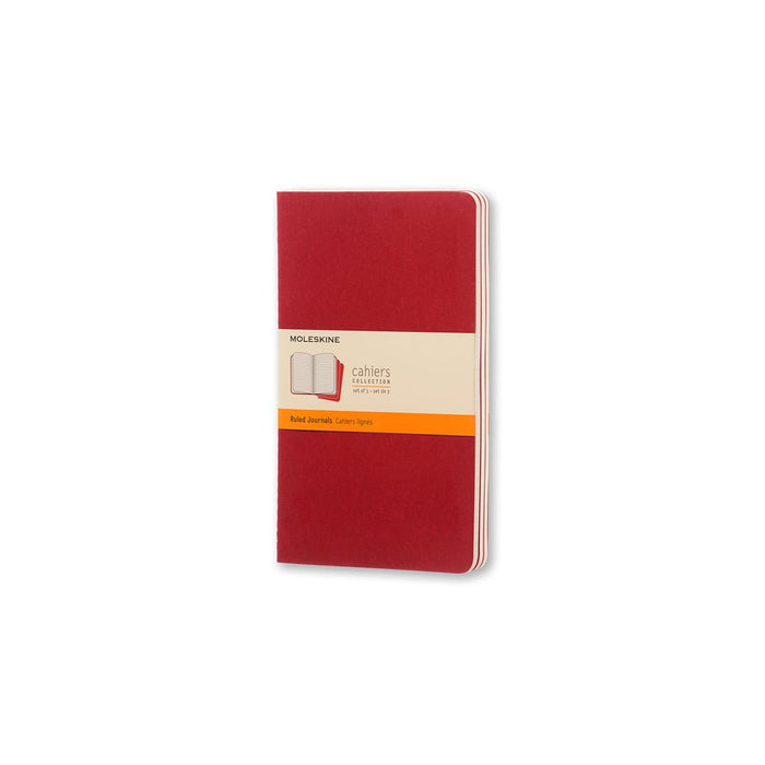 Moleskine Cahier Ruled Notebook, 130mm x 210mm Large Size, Ruled, Cranberry Red, 3 Pack CXMCH116