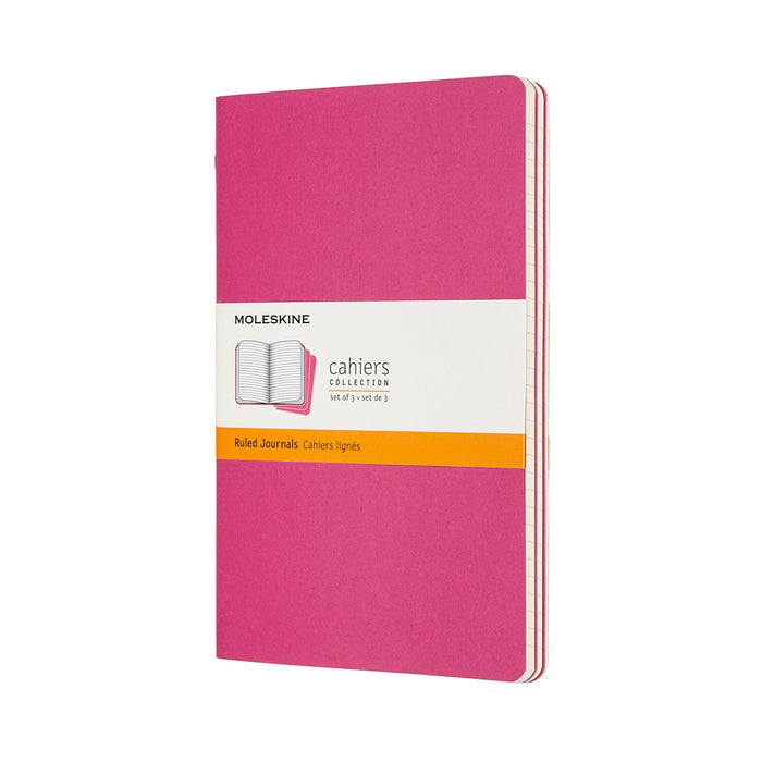 Moleskine Cahier Ruled Notebook, 130mm x 210mm Large Size, Ruled, Kinetic Pink, 3 Pack CXMCH016D17
