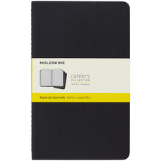 Moleskine Cahier Squared Notebook, 130mm x 210mm Large Size, Squared, Black, 3 Pack CXMQP317