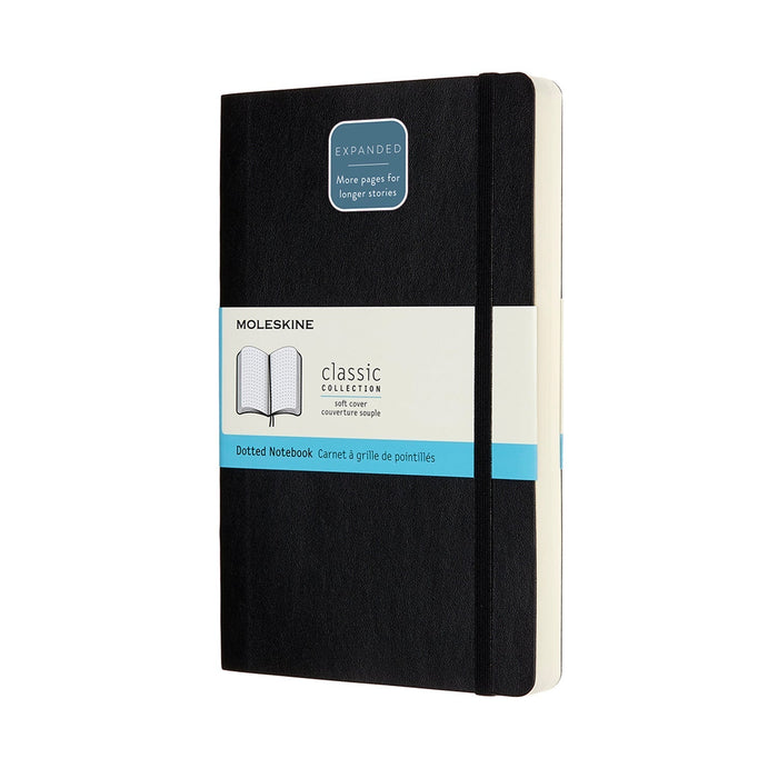 Moleskine Classic Notebook, 130mm x 210mm Large Size Expanded, Soft Cover, Dotted, Black CXMQP619EXP