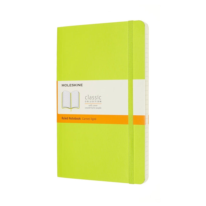 Moleskine Classic Notebook, 130mm x 210mm Large Size, Ruled, Soft Cover, Lemon Green CXMQP616C2