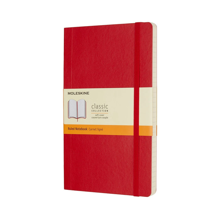 Moleskine Classic Notebook, 130mm x 210mm Large Size, Ruled, Soft Cover, Scarlet Red CXMQP616F2