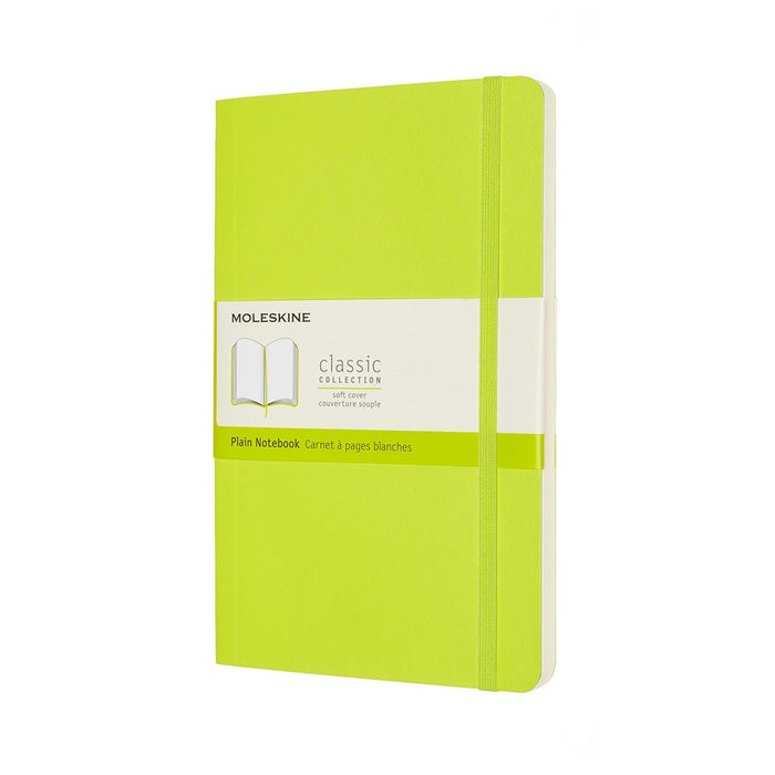 Moleskine Classic Notebook, 130mm x 210mm Large Size, Soft Cover, Plain, Lemon Green CXMQP618C2