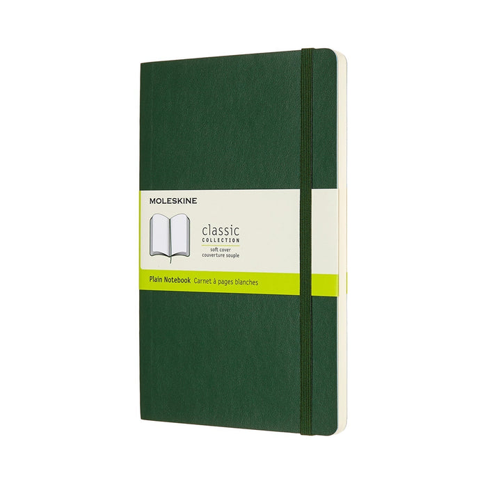 Moleskine Classic Notebook, 130mm x 210mm Large Size, Soft Cover, Plain, Myrtle Green CXMQP618K15