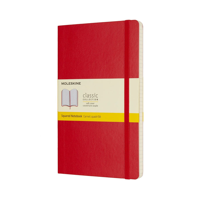 Moleskine Classic Notebook, 130mm x 210mm Large Size, Square, Soft Cover, Scarlet Red CXMQP617F2