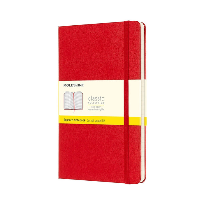 Moleskine Classic Notebook, 130mm x 210mm Large Size, Squared, Hard Cover, Scarlet Red F2 CXMQP061R