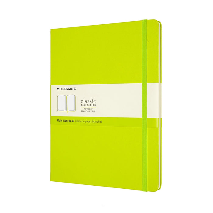 Moleskine Classic Notebook, 190mm x 250mm XL Size, Plain, Hard Cover, Lemon Green CXMQP092C2