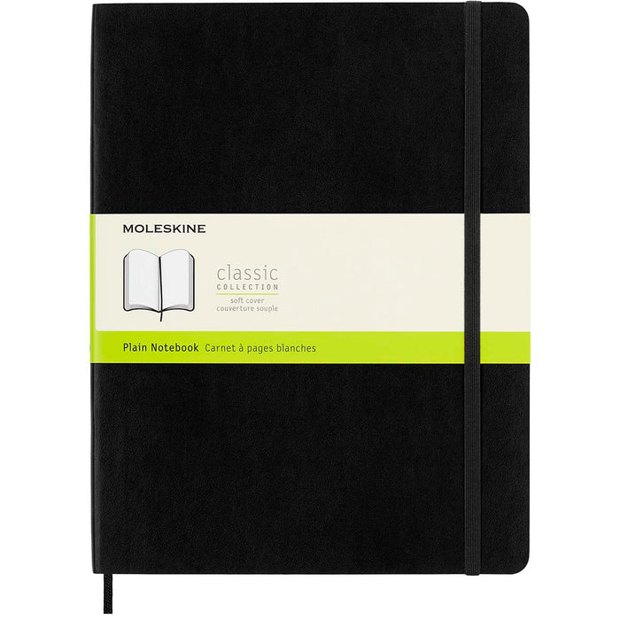 Moleskine Classic Notebook, 190mm x 250mm XL Size, Plain, Soft Cover, Black CXMQP623