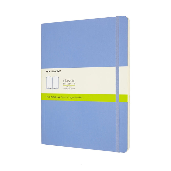 Moleskine Classic Notebook, 190mm x 250mm XL Size, Plain, Soft Cover, Hydrangea Blue CXMQP623B42