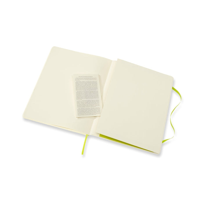 Moleskine Classic Notebook, 190mm x 250mm XL Size, Plain, Soft Cover, Lemon Green CXMQP623C2
