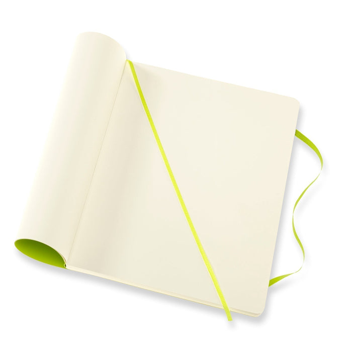 Moleskine Classic Notebook, 190mm x 250mm XL Size, Plain, Soft Cover, Lemon Green CXMQP623C2