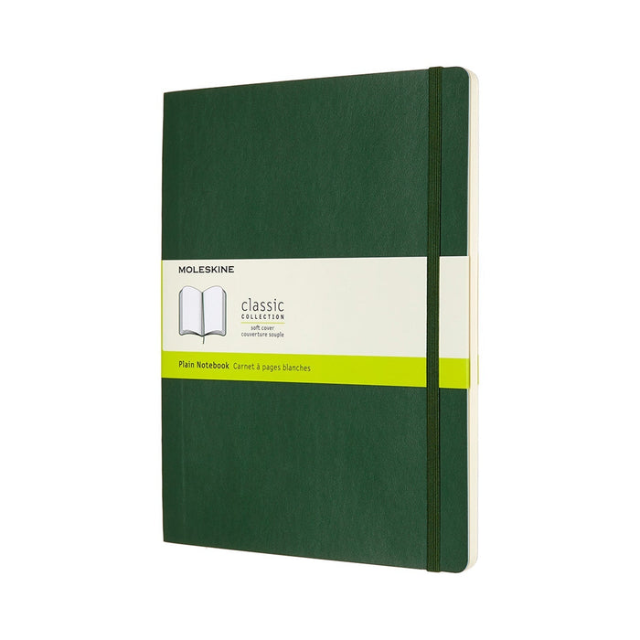 Moleskine Classic Notebook, 190mm x 250mm XL Size, Plain, Soft Cover, Myrtle Green CXMQP623K15